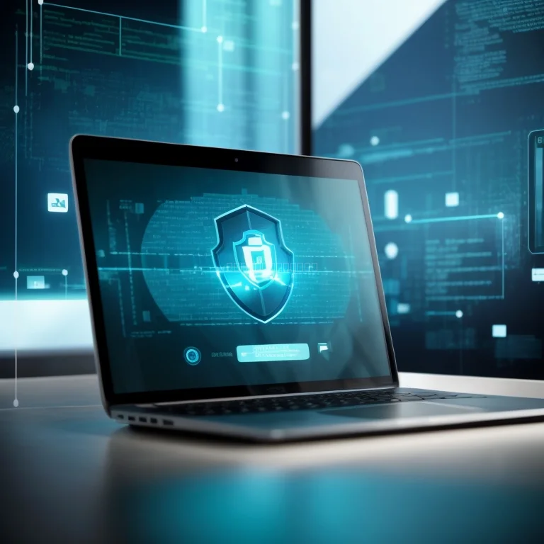 Illustration of a digital shield protecting data